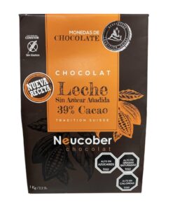 CHOCOLATE LECHE  SIN AZUCAR  39% CACAO 1 KG NEUCOBER