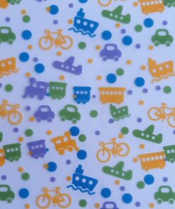 LÁMINA CHOCOTRANSFER MA BAKER DISEÑO BICICLETA,TRENCITO,AVIÓN