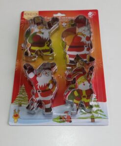 SET CORTADOR GALLETAS NAVIDAD 4 PASCUEROS INOXIDABLE