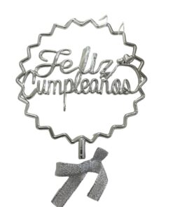 TOPPER PLATEADO FELIZ CUMPLEAÑOS