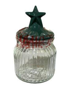 FRASCO VIDRIO TAPA DISEÑO ESTRELLA