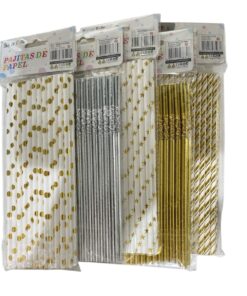 BOMBILLA BLANCA DOBLE LINEAS DORADAS  25 UNIDADES