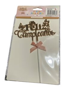 TOPPER FELIZ CUMPLEAÑOS ROSADO GOLD