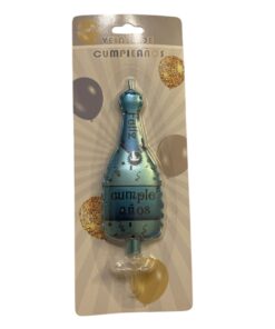 VELA BOTELLA CELESTE FELIZ CUMPLEAÑOS