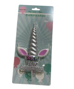 VELA UNICORNIO 14CM  PLATEADA