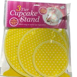 EXHIBIDOR CUPCAKE AMARILLO PUNTOS BLANCOS