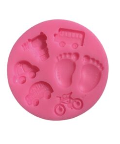 MOLDE SILICONA AUTOS,BICILETA Y PIES