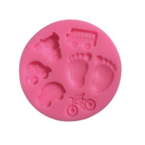 MOLDE SILICONA AUTOS,BICILETA Y PIES