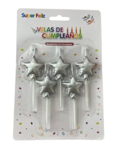 VELA ESTRELLA PLATEADA 5 UNIDADES