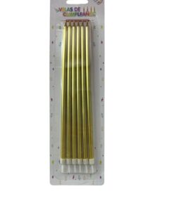 VELA CUMPLEAÑOS DORADA LARGA 6 UNIDADES