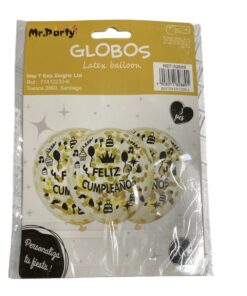 SET 3 GLOBOS FELIZ CUMPLEAÑOS  C/CONFETI TAMAÑO XL