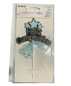 TOPPER FELIZ CUMPLEAÑOS ESTRELLA Y CINTA