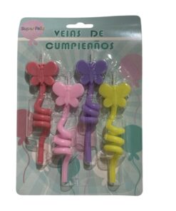 VELAS CURVAS DISEÑO MARIPOSAS COLOR PASTEL